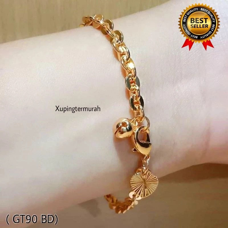 Gelang wanita Rantai Medan polos lapis emas