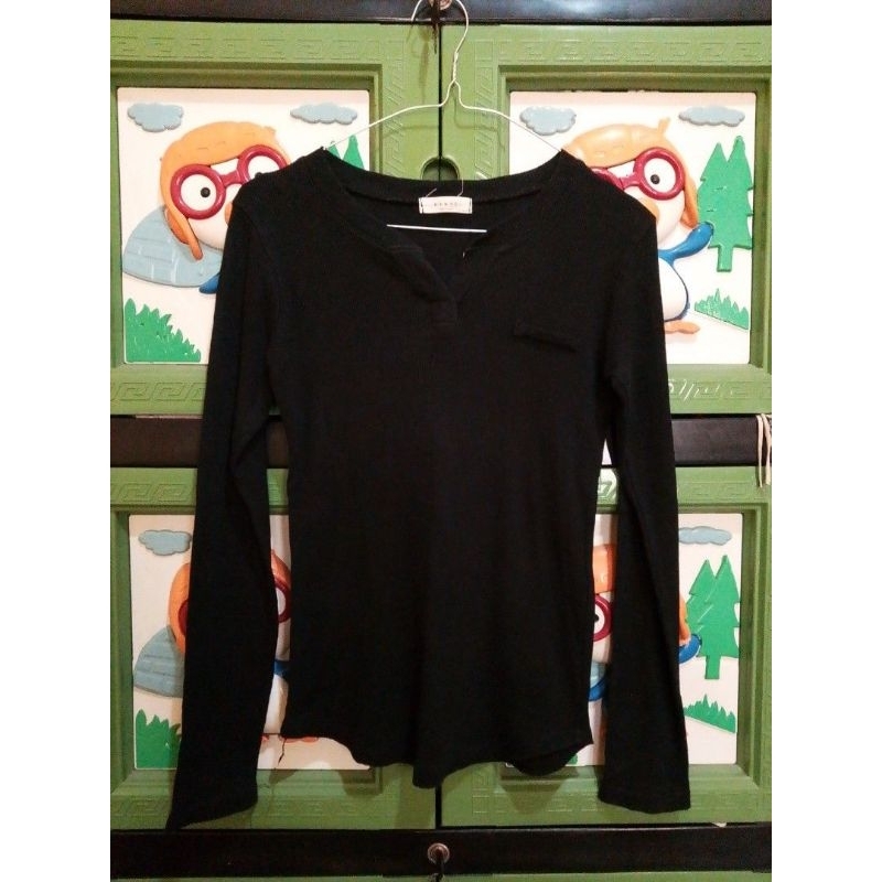 kaos lidi Knit hitam MYMYT Made in Korea