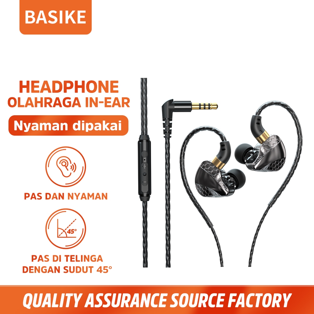 BASIKE Headset Kabel Gaming Music In Ear handsfree 9D Hifi Stereo 3.5mm TYPE C for Xiaomi Samsung
