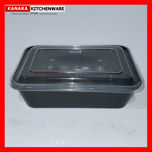 THINWALL ENVI HITAM 500ML / 650ML / 750ML / 1000ML KOTAK PANJANG