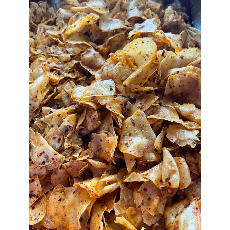 

Keripik singkong kiriwil pedas gurih daun jeruk