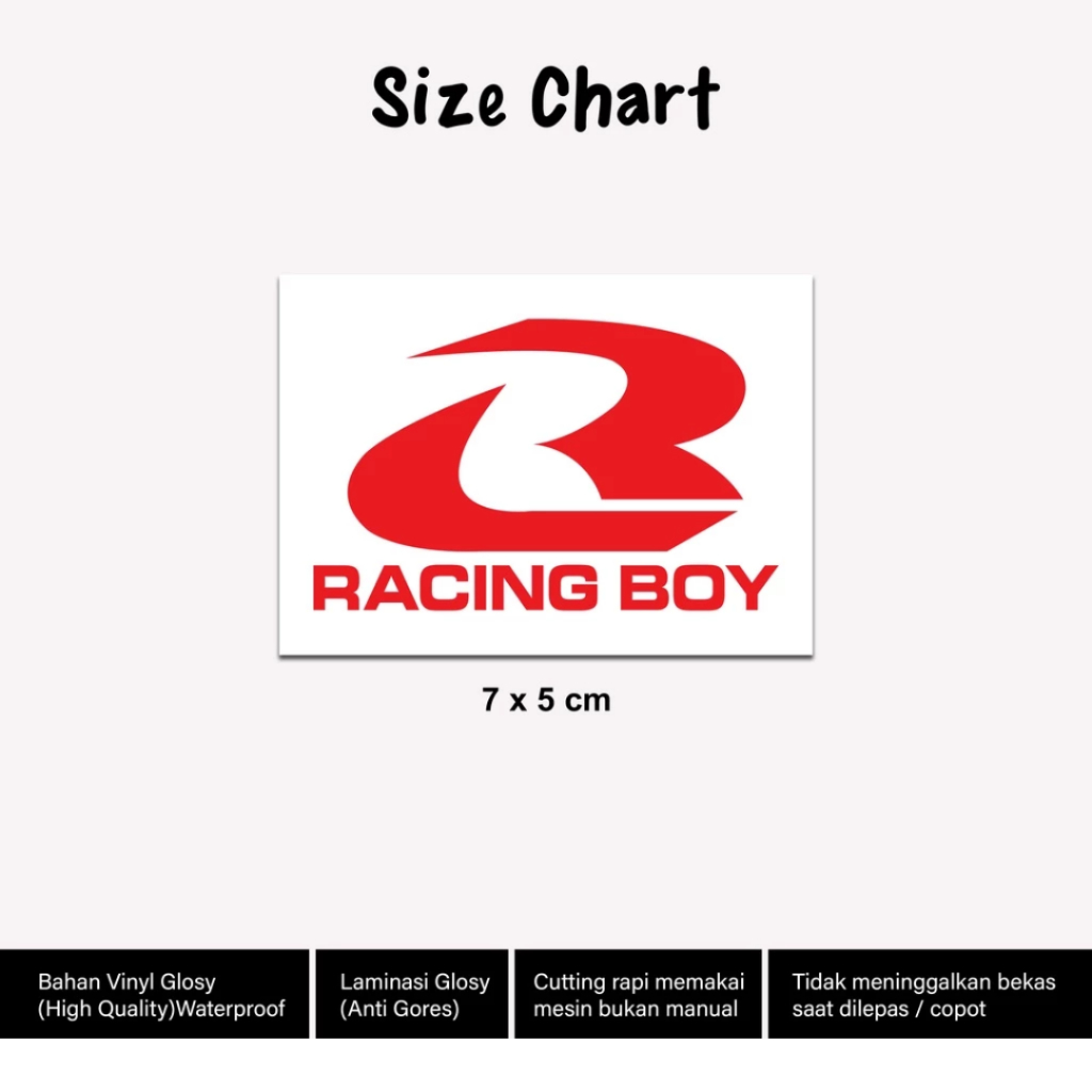 

Stiker RCB Shock Motor Vinyl Laminasi Glossy 7cm Sticker Racing Boy
