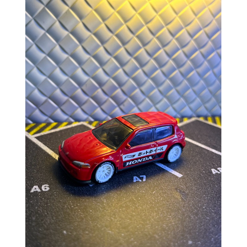 Hot Wheels Loose - 92 Honda Civic EG Merah (Costum) Ban Karet