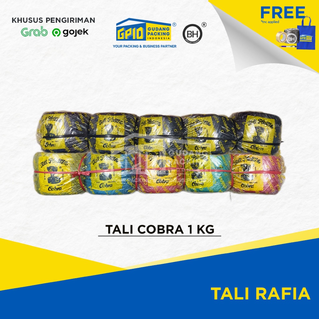 

Promo (GOSEND/GRAB) COBRA - Tali Rafia Hitam / Warna-Warni 1 Kg