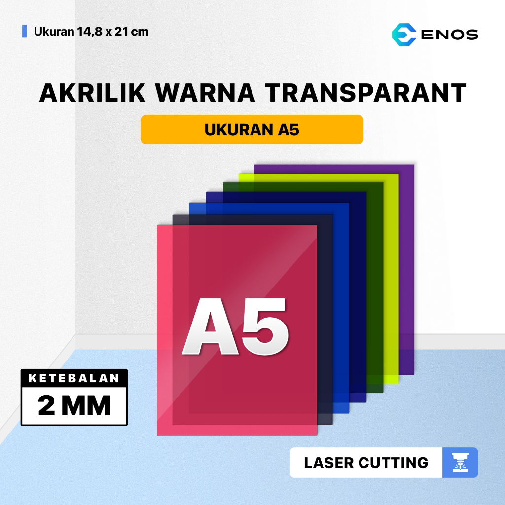 

CKS15 Akrilik Lembaran Warna Transparan 2mm Ukuran A5 Acrylic Laser Cutting