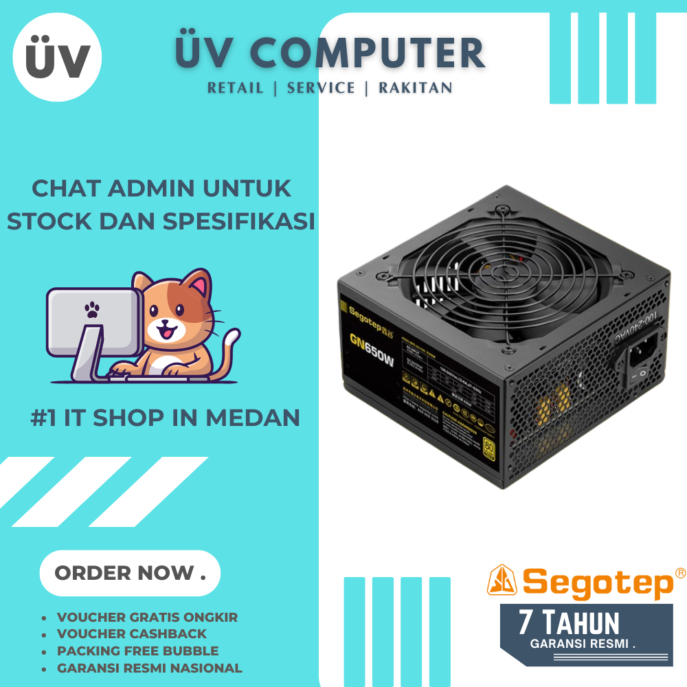Power Supply PSU Internal PC Komputer Segotep GN650W 650W | Black Hitam | Non Modular 80+ Plus Gold 