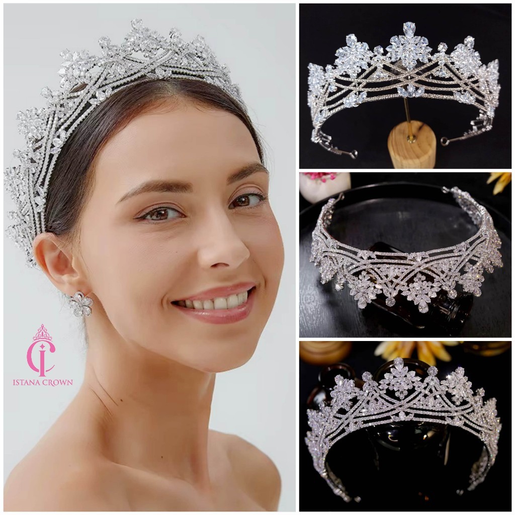 Nancy Zircon Crown - Mahkota Zircon Premium - Wedding Tiara Mewah Luxurious