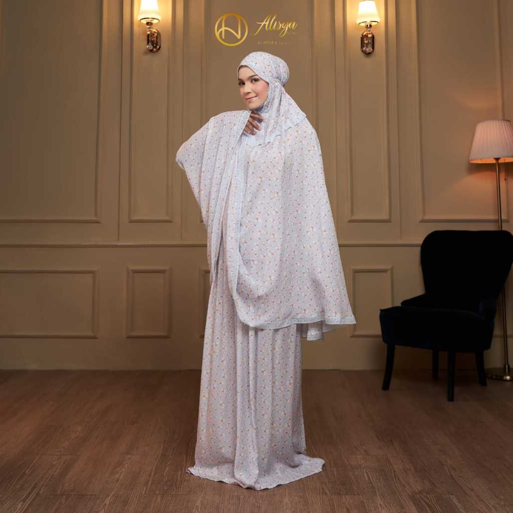 Mukena Traveling Motif, Qamara Series Alisya By Olive [Include BOX] Mukena Dewasa 2 in 1 cantik