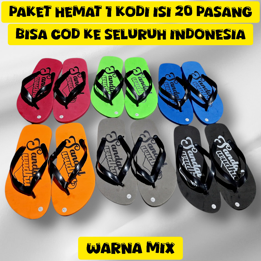 PAKET HEMAT 1 KODI ISI 20 PASANG SANDAL JEPIT PRIA DEWASA SANDAL WUDHU