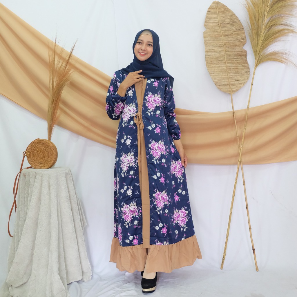 Gamis Wanita Motif Bunga Set Inner