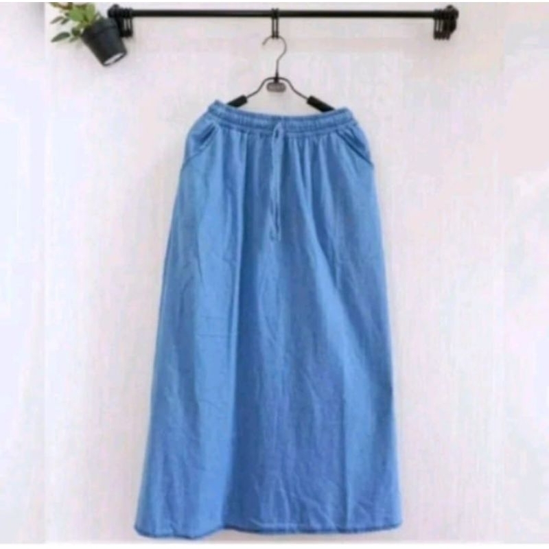 Rok Jeans Wanita Panjang Muslimah//Highways Rok Panjang Model A Line