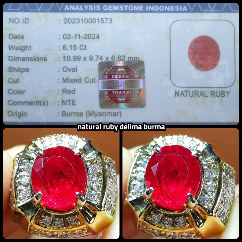 natural ruby delima burma pigeon blod