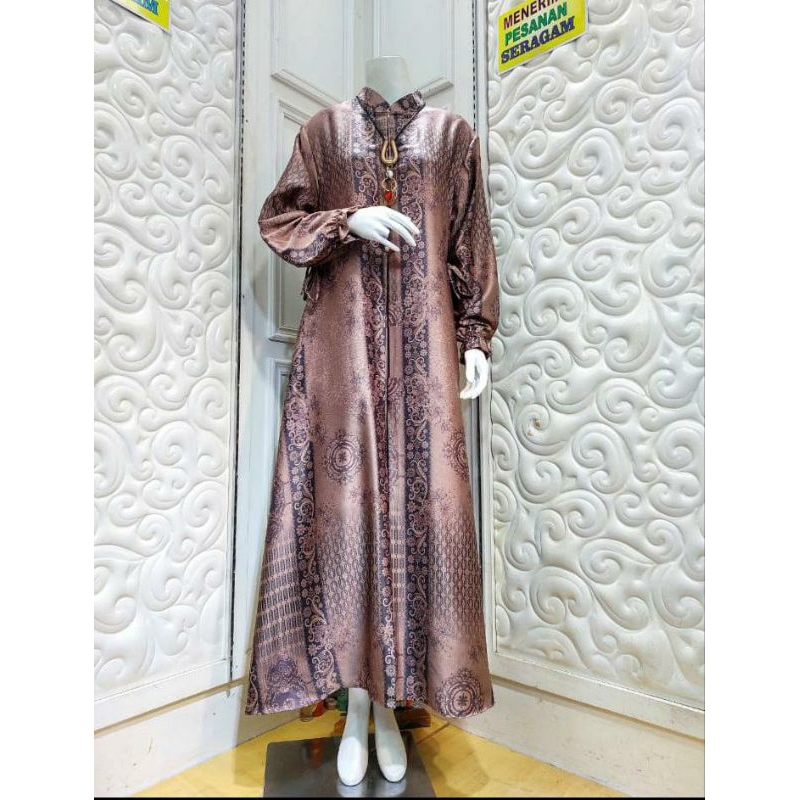 Gamis batik silk premium model terbaru/Dress wanita muslim kekinian gamis motif bunga terlaris