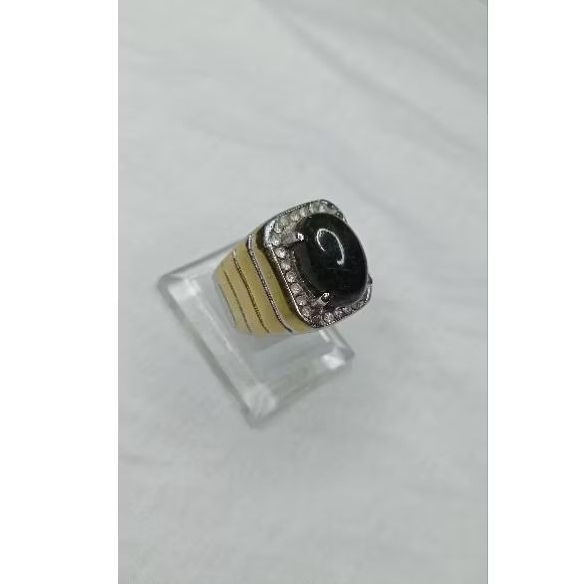 cincin batu black jade giok hitam natural warna pekat