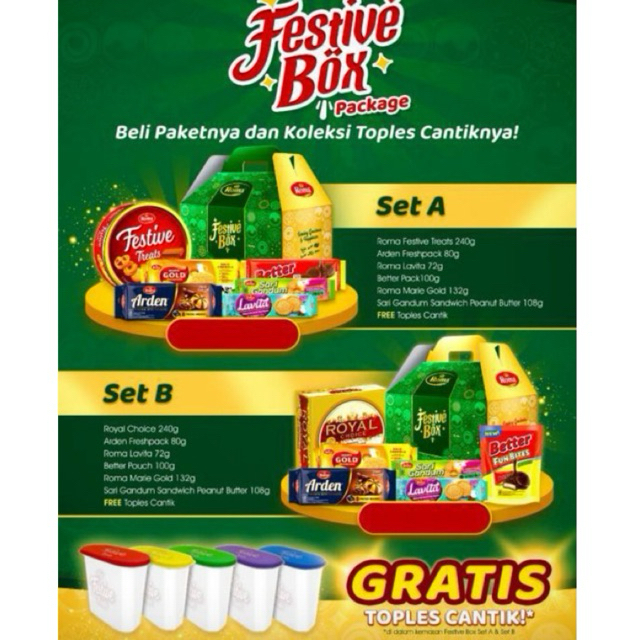 READY STOCK - Hampers lebaran/ Parcell Lebaran Mayora Festive Package. Paket Roma Festive. Free Box 