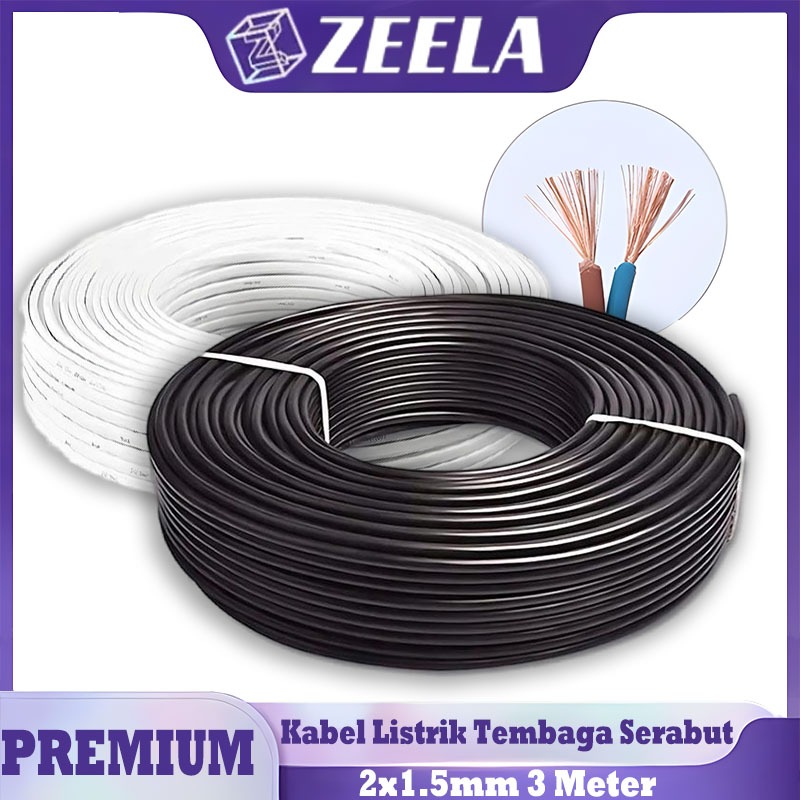 Kabel Listrik Tembaga Serabut NYMHY(3 METER) 2x1.5mm SNI Kabel Tembaga Murni