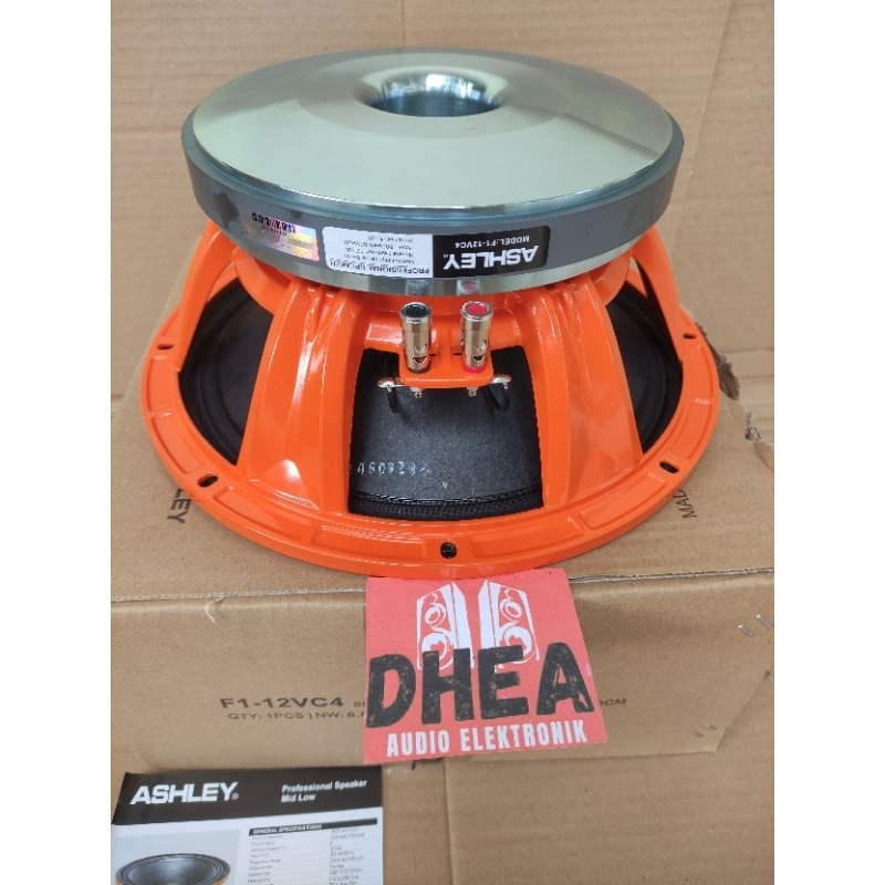 SPEAKER KOMPONEN ASHLEY F1-12VC4 12IN 500WATT voice coil 4 inch 500W 8 OHM 12 INCH original