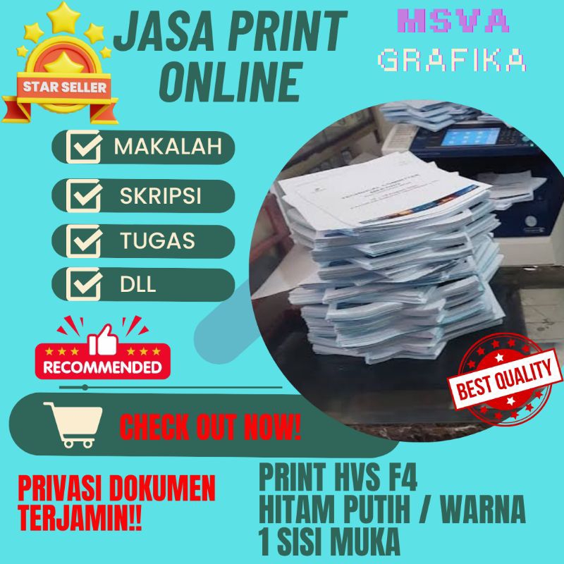

PRINT F4/ Cetak kertas F4 (MINIMAL 20 LEMBAR) Buku, Makalah, Skripsi, Tugas, Soal F4 BW/COLOR.