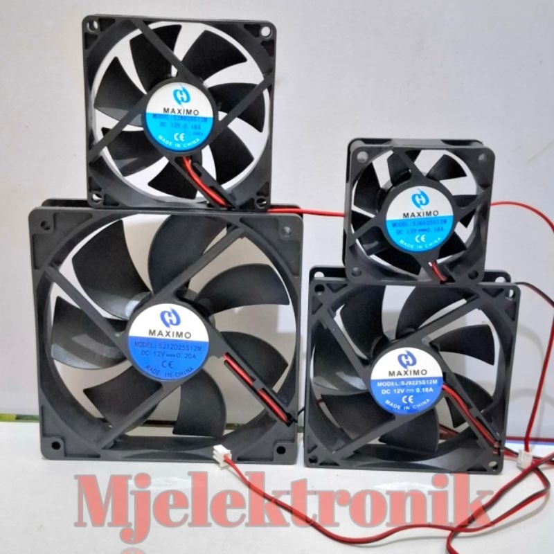 Fan DC 12Volt Maximo 12cm 9cm 8cm 6cm Kipas pendingin internal DC 12V Maximo