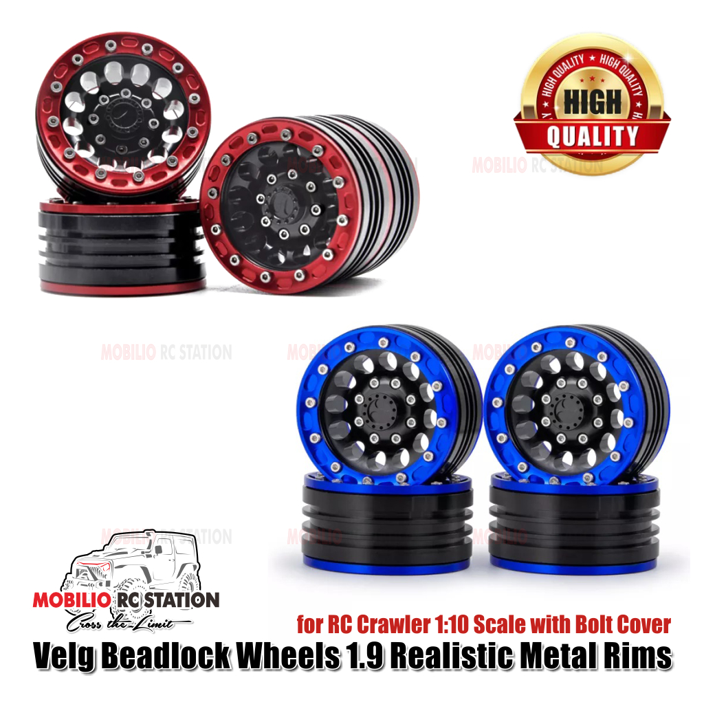 Velg Beadlock Wheels 1.9 Realistic Metal Rims RC Crawler - Bolt Cover