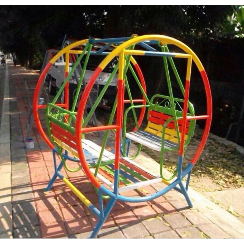 Ayunan Besi Anak Bulat Ayunan Double Berhadapan Double 4 Orang