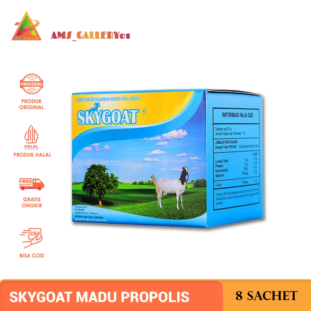 

SKYGOAT Susu Kambing Etawa Bubuk Original - Madu Propolis 8 Sachet