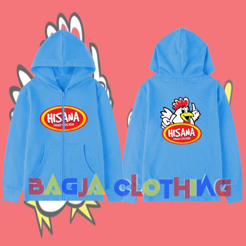 Hoodie Zipper resleting anak Hisana fried chicken logo