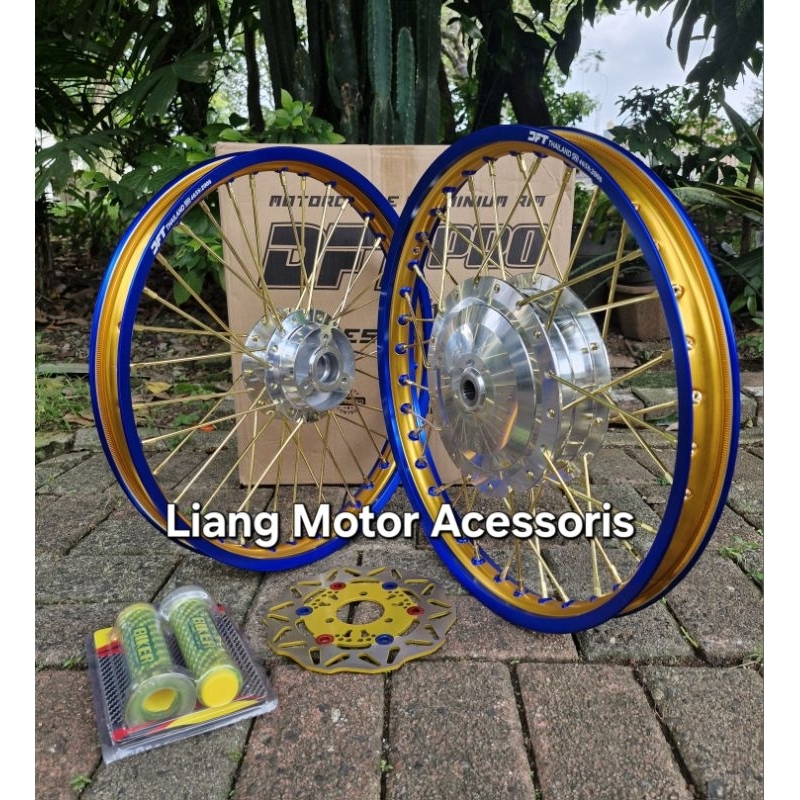 Sepaket Velg DFT Thailand Two Tone Ring 17 Tromol Set Jari2 - Beat Mio Vario Xeon M3 Fino Nouvo X Ri