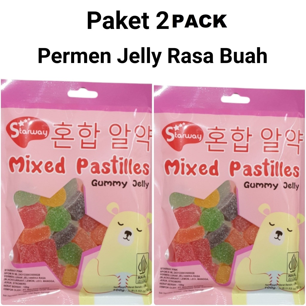 

PAKET 2 PACK Starway Permen Mixed Pastilles Gummy Jelly Rasa Buah / Fruit Jelly Gummy