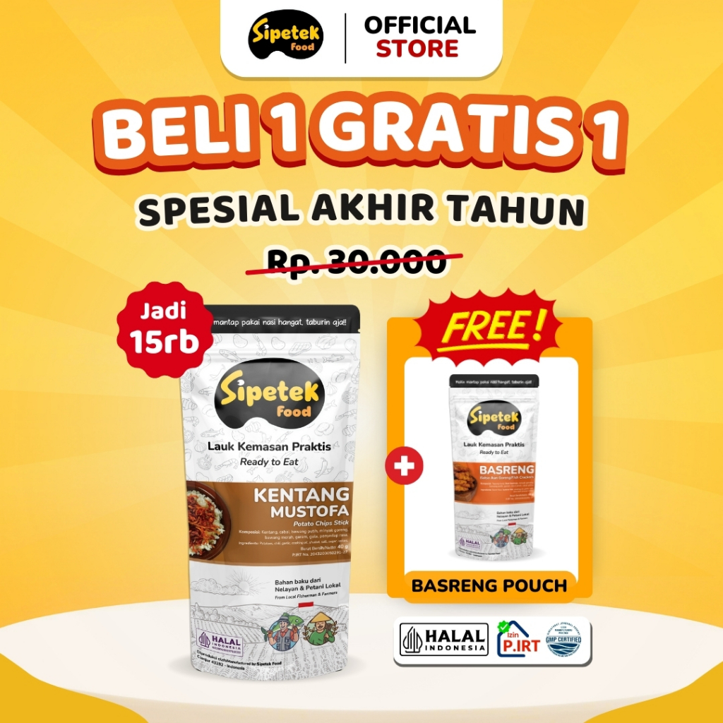 

[BELI 1 GRATIS 1] Spesial Akhir Tahun!! Beli Kentang Mustofa Gratis Basreng Pedas Daun Jeruk