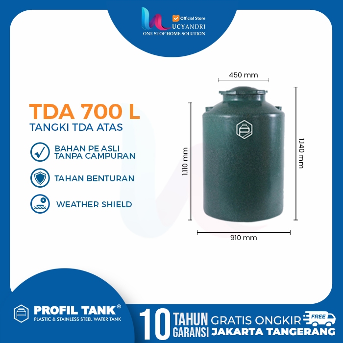 Tangki Air Plastik Profil Tank TDA 700L Plastic HDPE, Tandon Air, Toren Air