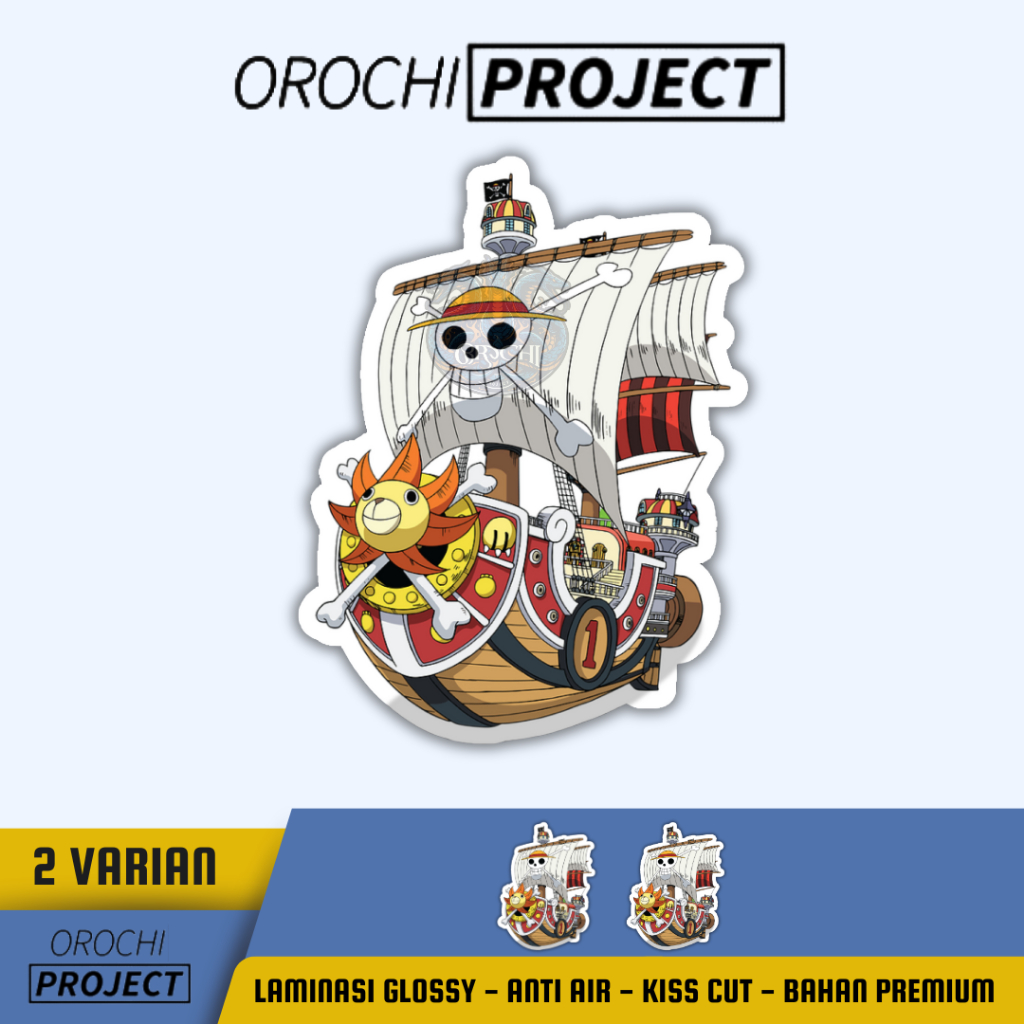 

Sticker Stiker Anime Perahu Thousand Sunny Go Ship One Piece Vinyl Glossy Anti Air HP Laptop Tumbler Motor Helm