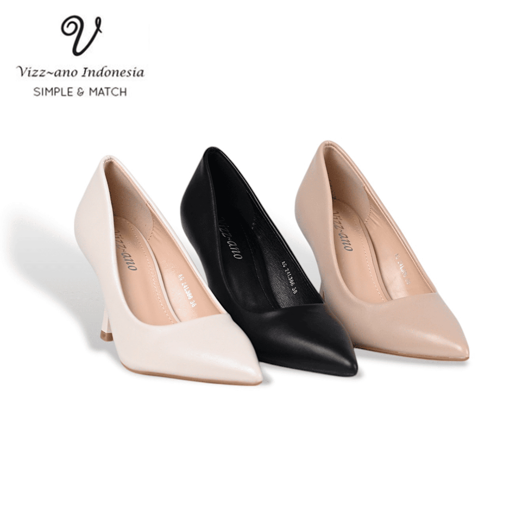 Vizzano Heels Lancip Polos Wanita (Hak 7cm) Design Alani