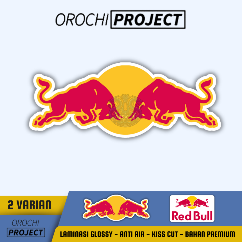 

OROCHI PROJECT Sticker Stiker Emblem Brand Logo Red Bull Vinyl Laminasi Glossy Waterproof Anti Air || Sticker Laptop HP Tumbler Mobil Motor Helm