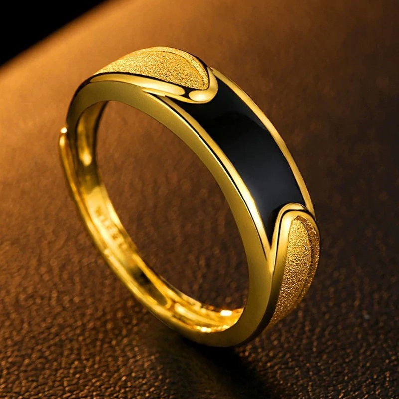 Cincin pria keren dengan emas pasir Vietnam hitam yang indah-MBJ8-1