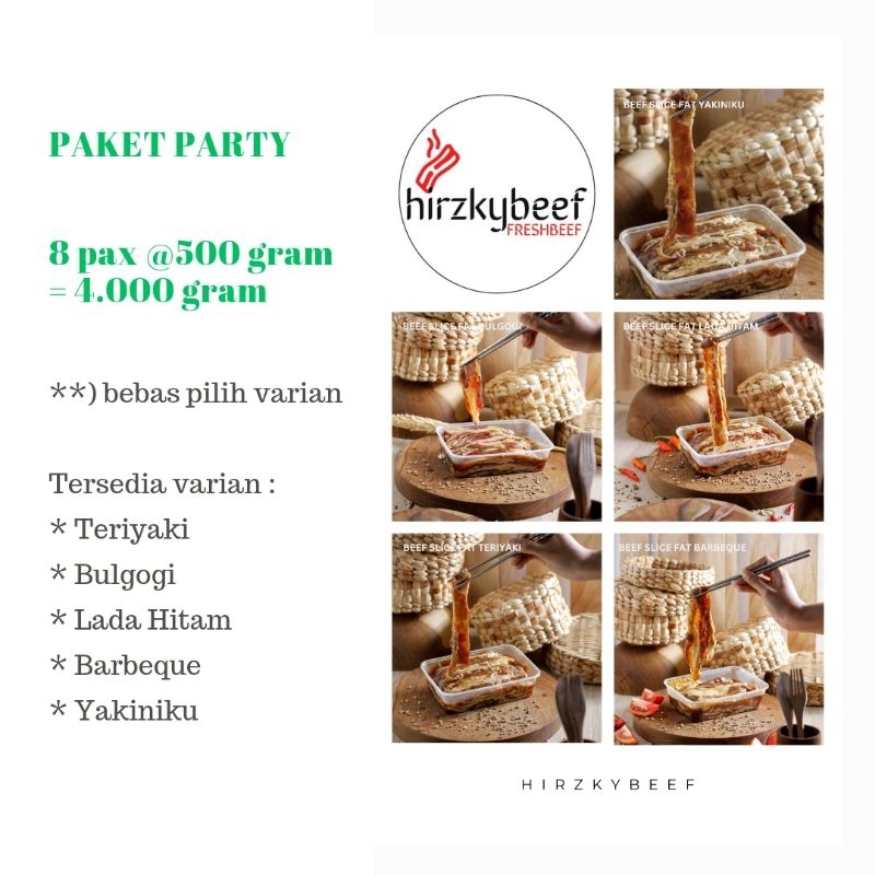 

Paket Party Beef Slice Marinate 4000g