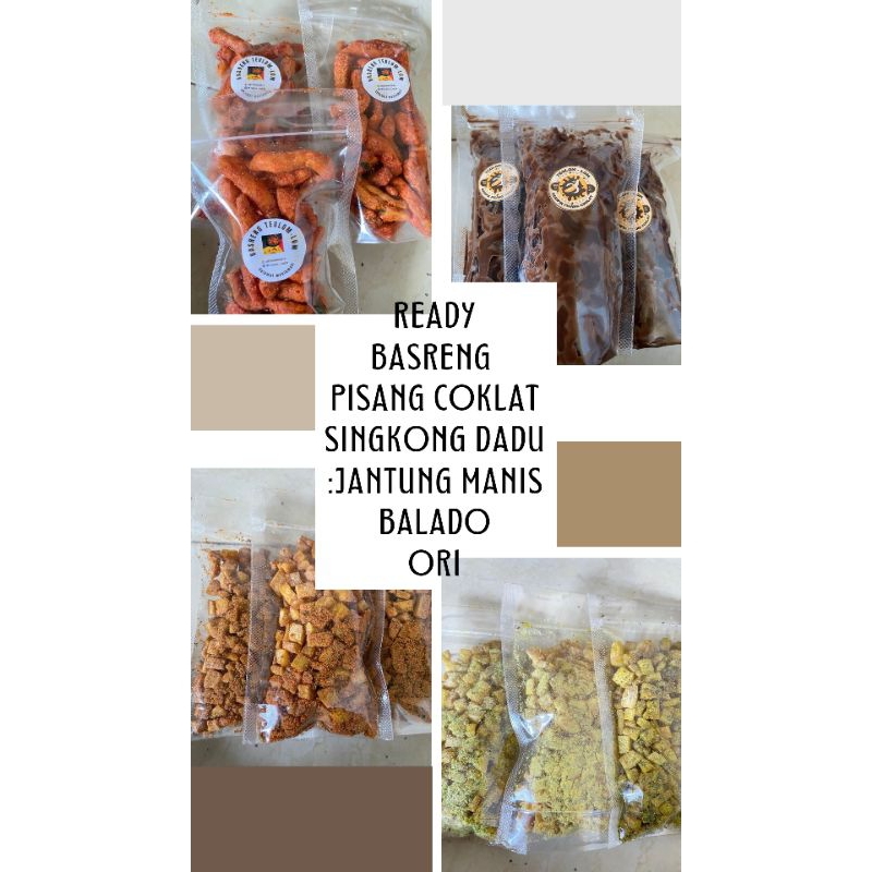 

Ready Basreng Pisang Coklat Singkong Dudu Balado Ori