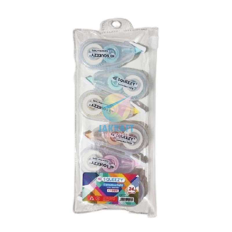 

(6 Pcs) GROSIR Tip Ex Pita Mini SQUEEZY CT-SQ03 Hitam Black | CT-SQ04 Warna Warni Color | CT-SQ05 Bening Clear Correction Tape 5mm x 4M Kecil Murah Berkualitas | SET