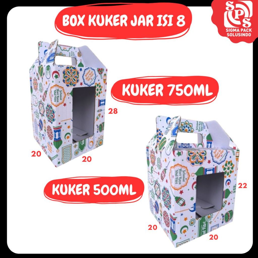 

Box 20x20x28 / 20x20x22 Jinjing KUKER TOPLES JAR 500ml/750ml ISI 8 Kardus Idul Fitri Lebaran Hampers/Ied Mubarak/Box Boneka/Hampers Kue Kering