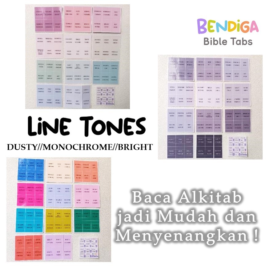 

ELSTUDIO BIBLE TABS v.1 LINE TONES Stiker Penanda Index Alkitab Sticker Bible Tabs Index 66 Dua Bahasa Inggris 66pcs Laminated BIBLE TABS INDEX Sticker Index Alkitab