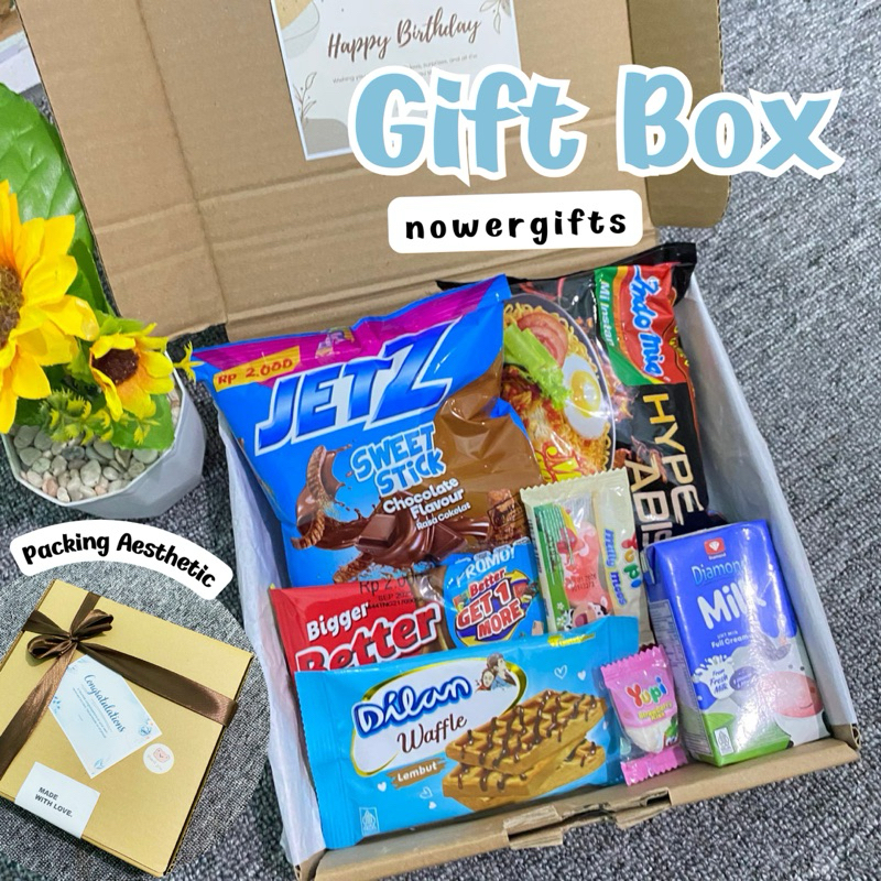 

GIFT BOX Snack Hampers/ Box Snack Kado Murah Free Ucapan Foto