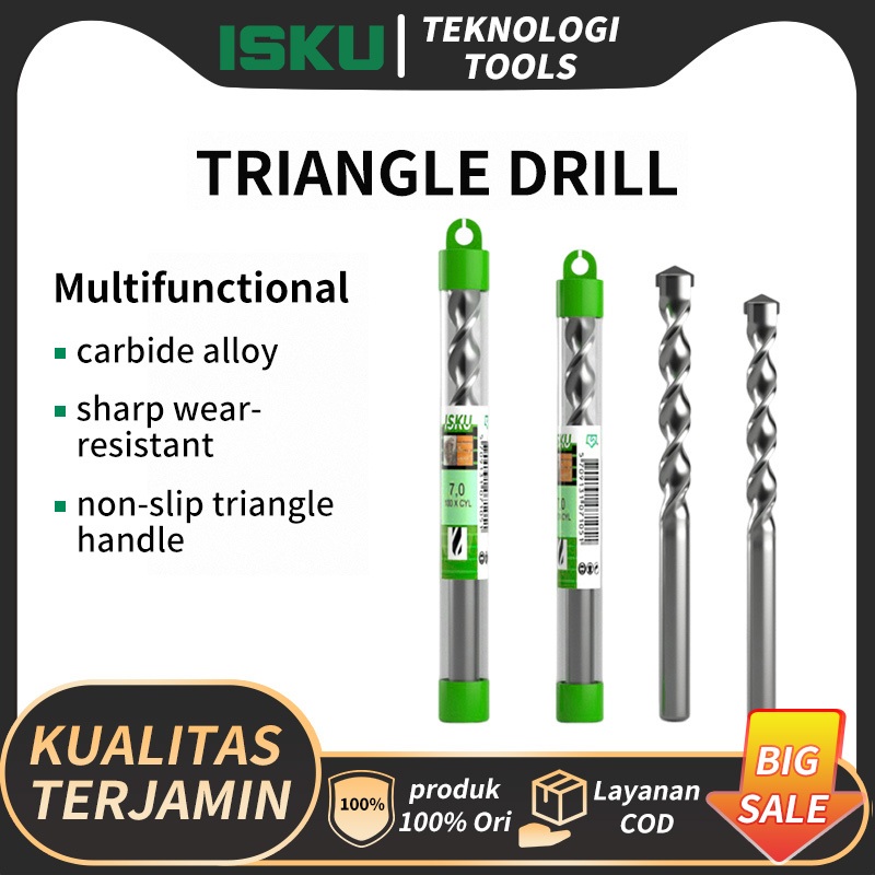 ISKU mata bor beton hss memutar bor mata bor baja tinggi 3mm-12mm