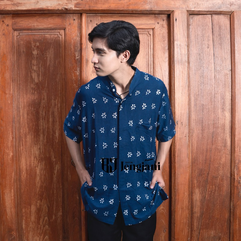 Kemeja Pria Jumputan Shibori Handmade Original Lengan Panjang Kemeja Melati Teknik Handmade Bukan