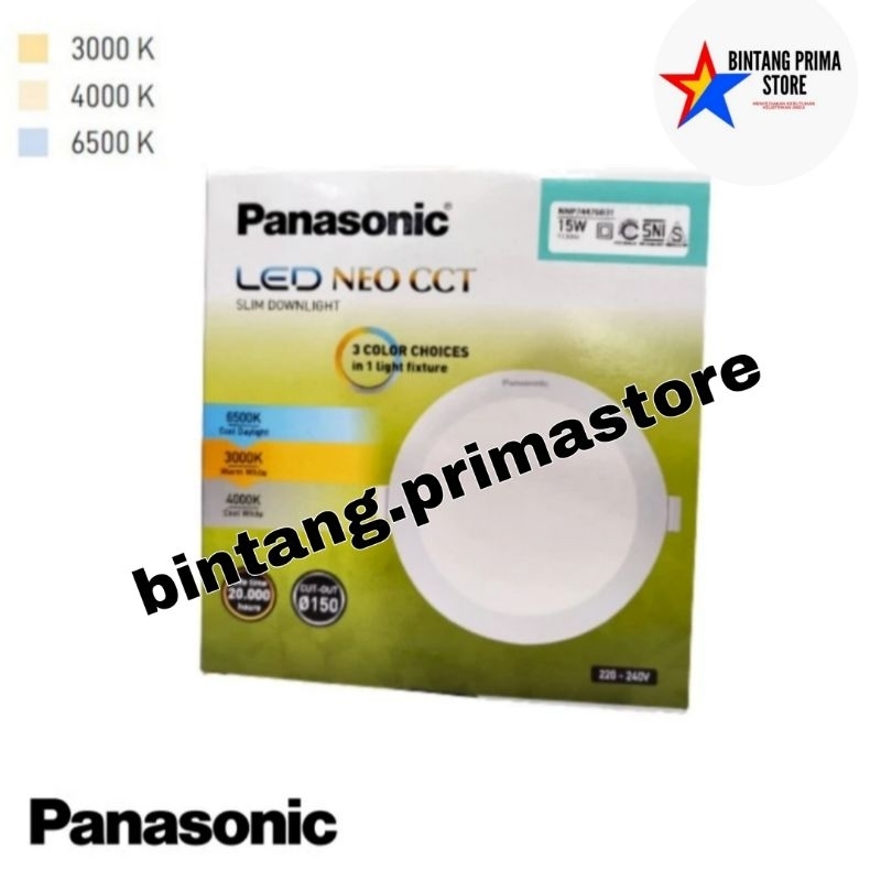 Panasonic Downlight Inbow Led NEO CCT Slim 15Watt Plafon 3 Warna