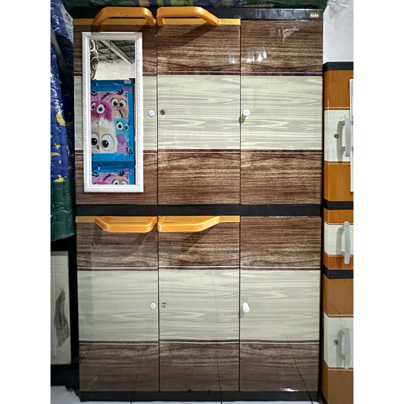 Lemari Plastik Susun Naiba - 3 pintu + Kaca
