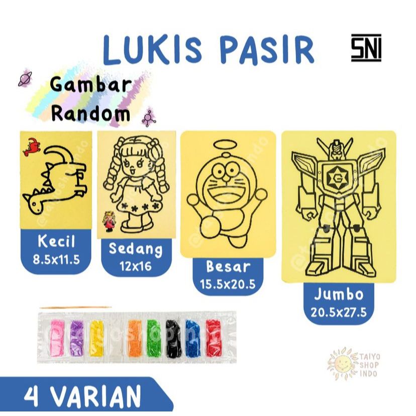

HSM - Lukis Pasir / Stiker Pasir Mewarnai Mainan Edukasi Gambar Tempel Mewarnai Dengan Pasir
