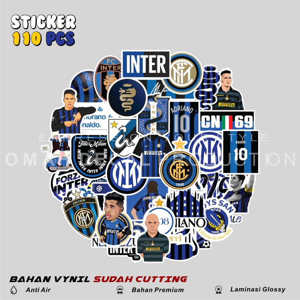 STICKER PACK INTER MILAN WATERPROOF STIKER AESTHETIC BOLA UNTUK LAPTOP CASE HP HELM STICKER CASE