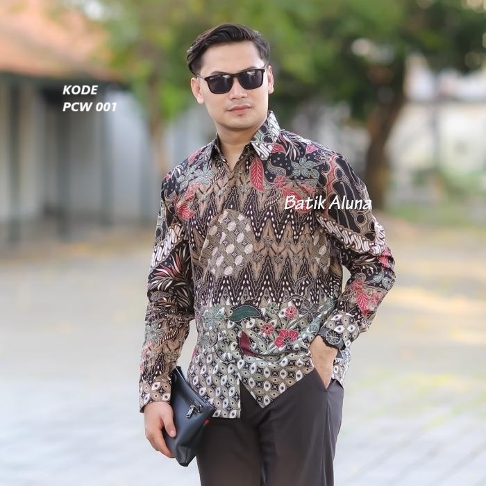 Baju Batik Pria Lengan Panjang Premium Aluna Size S - XXXL jumbo. batik kode PCW 001, PCW 002, PCW 0