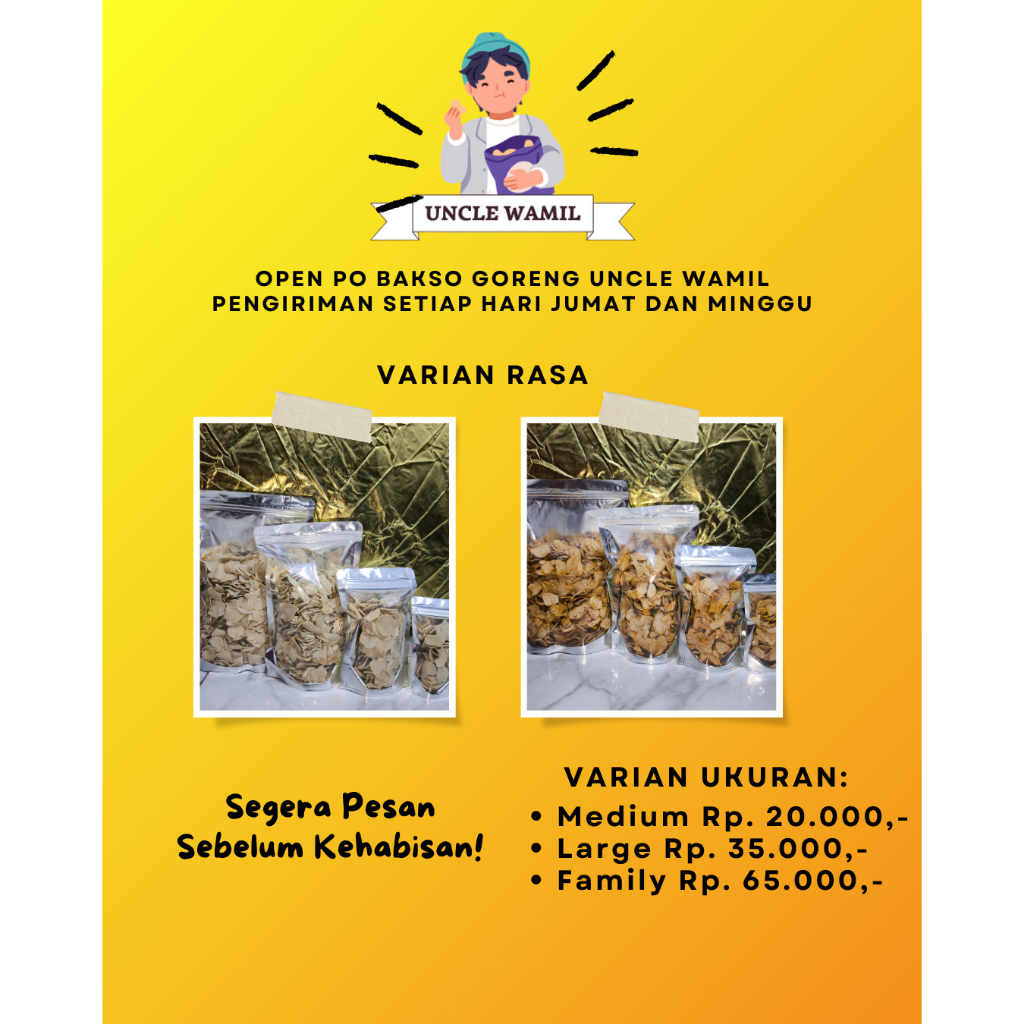 

Basreng (Bakso Ikan Goreng) Uncle Wamil Pedas / Gurih ukuran Large