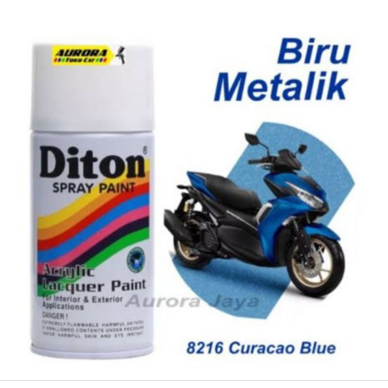 Cat Pilok Diton Spray Paint 8216 CURACAO BLUE 300ml Biru Tua Gelap Met Metalik Metalic Metallic Pilo